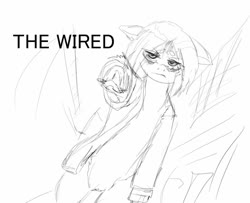 Size: 945x769 | Tagged: safe, artist:buttercupsaiyan, oc, oc only, oc:zonetan, earth pony, pony, black and white, grayscale, monochrome, present day, serial experiments lain, sketch, solo, the wired, zonepony, zonetan