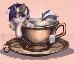 Size: 1900x1600 | Tagged: safe, artist:falafeljake, oc, oc only, pony, unicorn, cup, cup of pony, micro, solo, teacup