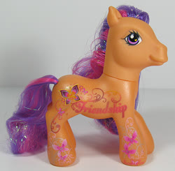 Size: 611x600 | Tagged: safe, photographer:breyer600, scootaloo (g3), earth pony, pony, g3, female, irl, not what it looks like, photo, pomy, text, toy