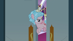 Size: 1920x1080 | Tagged: safe, screencap, cozy glow, pegasus, pony, g4, the summer sun setback, bow, canterlot castle, cozy glow is not amused, curly hair, evil planning in progress, female, filly, flying, foal, freckles, frown, hair bow, intruder, sneaking, solo, spread wings, wings