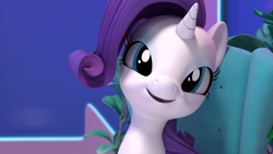 Size: 1920x1080 | Tagged: safe, screencap, rarity, pony, g4, hello pinkie pie, 3d, close-up, rarity's new app, smiling