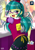 Size: 848x1200 | Tagged: safe, artist:uotapo, chestnut magnifico, daring do, juniper montage, equestria girls, equestria girls specials, g4, movie magic, against glass, angry, ass, blushing, bracelet, bully, bullying, butt, clothes, female, glass, glasses, jewelry, junibum montage, kick me, looking at you, looking back, looking back at you, looking over shoulder, open mouth, paper, pigtails, post-it, puffy sleeves, solo focus, text