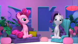 Size: 1920x1080 | Tagged: safe, screencap, pinkie pie, rarity, g4, hello pinkie pie, couch, sitting