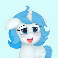 Size: 4000x4000 | Tagged: safe, artist:金泽_sapling, oc, oc only, pony, unicorn, blushing, floppy ears, simple background, solo, tongue out