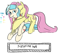 Size: 649x584 | Tagged: safe, artist:dinexistente, coco pommel, fluttershy, g4, cute, hug, simple background, white background, winghug