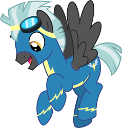 Size: 2850x3000 | Tagged: safe, artist:chainchomp2, thunderlane, pegasus, pony, g4, marks and recreation, .svg available, alternate versions at source, clothes, flying, goggles, high res, male, simple background, smiling, solo, stallion, transparent background, uniform, vector, wonderbolts, wonderbolts uniform