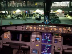 Size: 4032x3024 | Tagged: safe, soarin', pegasus, pony, g4, airbus, airbus a321neo, aircraft, airport, alaska airlines, cockpit, guardians of harmony, high res, irl, male, photo, plane, sitting, stallion, toy
