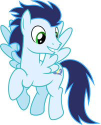Size: 2426x3000 | Tagged: safe, artist:chainchomp2, soarin', pegasus, pony, g4, .svg available, flying, high res, looking back, male, raised hoof, simple background, solo, stallion, transparent background, vector