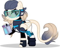Size: 1280x1022 | Tagged: safe, artist:mlp-trailgrazer, oc, oc only, oc:dolce disonanza, pegasus, pony, crossover, female, glitch techs, leonine tail, mare, simple background, solo, tail, transparent background