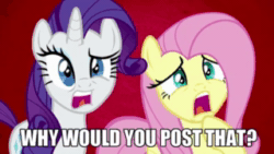 Size: 320x180 | Tagged: safe, ai assisted, ai content, edit, edited screencap, fifteen.ai, screencap, fluttershy, rarity, pegasus, pony, unicorn, g4, aivo, animated, avo, caption, cloud watching, female, image macro, implied semi-grimdark, meme, sound, text, webm, whitest kids you know, why would you post that