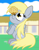 Size: 1400x1811 | Tagged: safe, artist:puperhamster, derpy hooves, pegasus, pony, g4, balancing, cute, derpabetes, female, food, muffin, ponies balancing stuff on their nose, silly, silly pony, sitting, solo