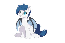 Size: 3000x2000 | Tagged: source needed, safe, artist:drtuo4, oc, oc only, oc:flash on, bat pony, bat pony oc, bat wings, high res, looking at you, simple background, sitting, white background, wings
