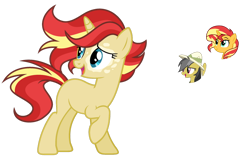 Size: 1024x646 | Tagged: safe, artist:sapphiretwinkle, daring do, sunset shimmer, oc, pony, unicorn, g4, crack ship offspring, female, magical lesbian spawn, mare, offspring, parent:daring do, parent:sunset shimmer, parents:daringshimmer, shipping, simple background, transparent background