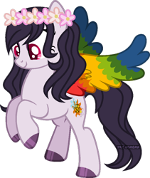 Size: 600x712 | Tagged: safe, artist:space-higanbana, oc, oc only, oc:blissful solstice, pegasus, pony, colored wings, female, mare, multicolored wings, simple background, solo, transparent background, wings