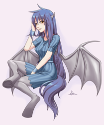 Size: 1607x1920 | Tagged: safe, artist:stoic5, oc, oc only, oc:nettle, bat pony, satyr, clothes, dress, female, older, requested art, solo
