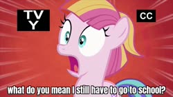 Size: 914x514 | Tagged: safe, edit, edited screencap, screencap, toola roola, pony, fame and misfortune, g4, my little pony: friendship is magic, caption, coronavirus, covid-19, female, filly, foal, image macro, shocked, solo, text, tv rating, tv-y