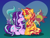 Size: 1225x941 | Tagged: safe, artist:itsnatcherx, artist:taybarbases, starlight glimmer, sunset shimmer, pony, unicorn, g4, alternate hairstyle, base used, blushing, boop, chest fluff, cute, dishevelled, eyes closed, female, glimmerbetes, heart, lesbian, mare, noseboop, shimmerbetes, ship:shimmerglimmer, shipping, sitting