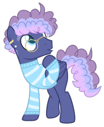 Size: 1061x1297 | Tagged: safe, artist:katnekobase, artist:rukemon, oc, oc only, oc:blueberry bop, pegasus, pony, base used, blank flank, clothes, commission, ear piercing, earring, glasses, jewelry, magical lesbian spawn, male, multicolored hair, offspring, parent:night glider, parent:sugar belle, parents:sugarglider, piercing, raised hoof, raised leg, simple background, solo, stallion, striped sweater, sweater, transparent background