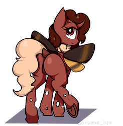 Size: 3750x3828 | Tagged: safe, alternate version, artist:luxsimx, oc, oc only, changeling, insect, moth, pony, butt, female, high res, mare, plot, red changeling, simple background, solo, transparent background