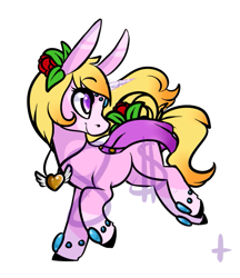 Size: 637x738 | Tagged: safe, artist:-censored-, oc, oc only, oc:crystal lily, pony, unicorn, base used, cape, clothes, colored hooves, female, flower, flower in hair, horn, jewelry, looking back, mare, necklace, simple background, transparent background, unicorn oc