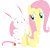 Size: 3541x3407 | Tagged: safe, artist:porygon2z, fluttershy, pegasus, pony, rabbit, g4, animal, crossover, high res, max (sam and max), sam and max, simple background, transparent background