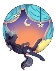 Size: 1066x1360 | Tagged: safe, artist:rcdesenhista, oc, oc only, oc:helium star, bat pony, pony, curtains, male, simple background, sleeping, solo, stars, sunset, transparent background, window, ych result