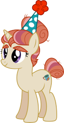 Size: 4000x7628 | Tagged: safe, artist:jeatz-axl, moondancer's sister, morning roast, pony, unicorn, g4, absurd resolution, eyebrows, female, hat, mare, party hat, simple background, smiling, solo, transparent background, vector