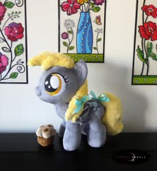 Size: 1280x1400 | Tagged: safe, artist:purplenebulastudios, derpy hooves, pony, g4, female, filly, food, irl, muffin, photo, plushie, solo