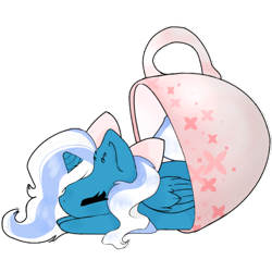 Size: 768x768 | Tagged: safe, artist:nekoneverland, oc, oc only, oc:fleurbelle, alicorn, pony, adorabelle, alicorn oc, bow, chibi, cup, cute, ear fluff, eyes closed, female, hair bow, horn, mare, saucer, simple background, sleeping, sleeping in a teacup, solo, teacup, transparent background