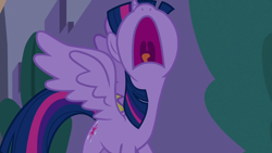 Size: 1920x1080 | Tagged: safe, screencap, twilight sparkle, alicorn, pony, g4, the summer sun setback, canterlot, female, mawshot, night, open mouth, solo, spread wings, twilight sparkle (alicorn), uvula, volumetric mouth, wings, yelling