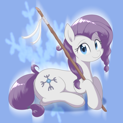 Size: 3000x3000 | Tagged: safe, artist:yinglung, oc, oc only, oc:frigid foresight, earth pony, pony, female, high res, looking at you, mare, not rarity, prone, solo, stick