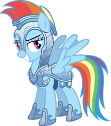 Size: 2300x2607 | Tagged: safe, artist:midnite99, rainbow dash, g4, the crystal empire, armor, crystal guard armor, grin, high res, simple background, smiling, spread wings, transparent background, vector, wings