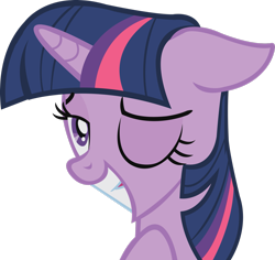 Size: 2521x2378 | Tagged: safe, artist:midnite99, twilight sparkle, pony, unicorn, g4, lesson zero, female, high res, one eye closed, simple background, solo, transparent background, unicorn twilight, vector, wink