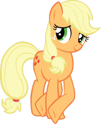 Size: 2214x2709 | Tagged: safe, artist:midnite99, applejack, earth pony, pony, g4, the last roundup, crossed hooves, cute, female, high res, jackabetes, missing accessory, simple background, solo, transparent background, vector