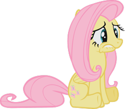 Size: 2625x2285 | Tagged: safe, artist:midnite99, fluttershy, pony, g4, stare master, female, high res, sad, simple background, sitting, solo, transparent background, vector
