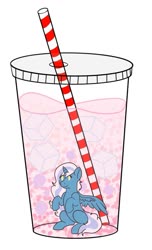 Size: 697x1146 | Tagged: safe, artist:purr12, oc, oc:fleurbelle, alicorn, pony, adorabelle, alicorn oc, bubble, bubble tea, cute, female, horn, ice cubes, mare, plastic cup, straw, yellow eyes