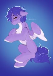 Size: 900x1300 | Tagged: oc name needed, source needed, safe, artist:zlatavector, oc, oc only, pegasus, pony, colored wings, commission, ethereal mane, eyebrows, eyebrows visible through hair, fluffy, lidded eyes, male, sketch, stallion, starry mane, two toned coat, two toned wings, wings
