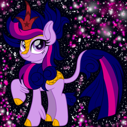 Size: 1600x1600 | Tagged: safe, artist:cloudy glow, artist:php185, edit, twilight sparkle, kirin, g4, beautiful, cute, female, grin, kirin twilight, kirin-ified, looking at you, raised hoof, smiling, smiling at you, solo, sparkles, species swap