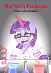 Size: 3423x4828 | Tagged: safe, twilight sparkle, pony, unicorn, g4, digital art, experiment, glasses, jerry lewis, parody, professor, reference, science, the nutty professor
