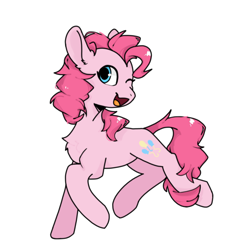 Size: 970x970 | Tagged: safe, artist:bbluna, pinkie pie, pony, g4, chest fluff, cute, diapinkes, ear fluff, female, happy, looking at you, one eye closed, open mouth, simple background, solo, white background, wink