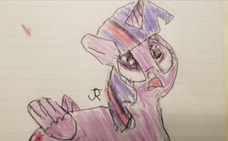 Size: 1913x3090 | Tagged: safe, artist:joeydr, twilight sparkle, alicorn, pony, g4, butt wings, female, lined paper, mare, open mouth, signature, simple background, solo, traditional art, twilight sparkle (alicorn), wings