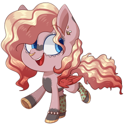 Size: 2525x2521 | Tagged: safe, artist:jetjetj, part of a set, oc, oc only, oc:rose gold, pegasus, pony, chibi, colored wings, cute, female, high res, mare, nose piercing, piercing, simple background, solo, transparent background, wings, ych result