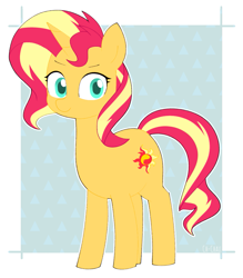 Size: 1053x1200 | Tagged: safe, artist:ch-chau, sunset shimmer, pony, unicorn, g4, abstract background, cute, female, mare, shimmerbetes, solo