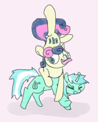 Size: 440x546 | Tagged: safe, artist:anonymous, bon bon, lyra heartstrings, sweetie drops, earth pony, pony, unicorn, g4, 4chan, drawthread, duo, ponified, ponified animal photo, simple background, tongue out