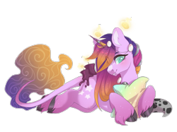 Size: 1881x1410 | Tagged: safe, artist:shady-bush, oc, oc only, original species, scented pony, closed species, female, mare, pillow, prone, simple background, solo, transparent background