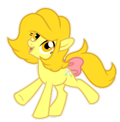 Size: 824x837 | Tagged: safe, artist:hillvalleyclown, oc, oc only, oc:butterscotch (robiinart), earth pony, pony, bow, female, mare, open mouth, simple background, solo, tail bow, transparent background, white outline, yellow