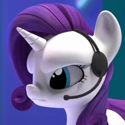 Size: 320x320 | Tagged: safe, screencap, rarity, pony, unicorn, g4, hello pinkie pie, 3d, angry, cropped, female, glare, headset, mare, rarity is not amused, solo, unamused