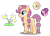 Size: 1280x914 | Tagged: safe, artist:tenderrain-art, fluttershy, sugar belle, pony, unicorn, g4, female, magical lesbian spawn, mare, offspring, parent:fluttershy, parent:sugar belle, simple background, transparent background