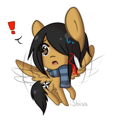 Size: 243x261 | Tagged: safe, artist:14th-crown, oc, oc only, oc:reiyn, pegasus, pony, :o, clothes, exclamation point, hair over one eye, open mouth, pegasus oc, picture for breezies, scarf, simple background, solo, transparent background, wings