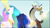 Size: 1667x939 | Tagged: safe, screencap, discord, princess celestia, princess luna, g4, the ending of the end, cropped, female, glowing horn, horn, magic, male, nose in the air, powering up, royal sisters, trio